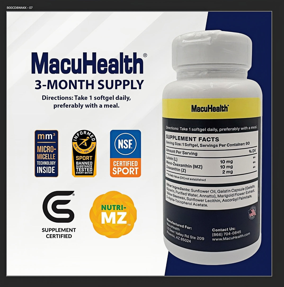 Macuhealth Triple Carotenoid Formula - Eye Vitamins for Adults, 90 Softgels