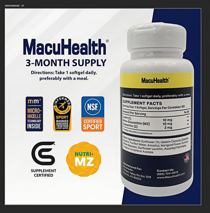 Macuhealth Triple Carotenoid Formula - Eye Vitamins for Adults, 90 Softgels