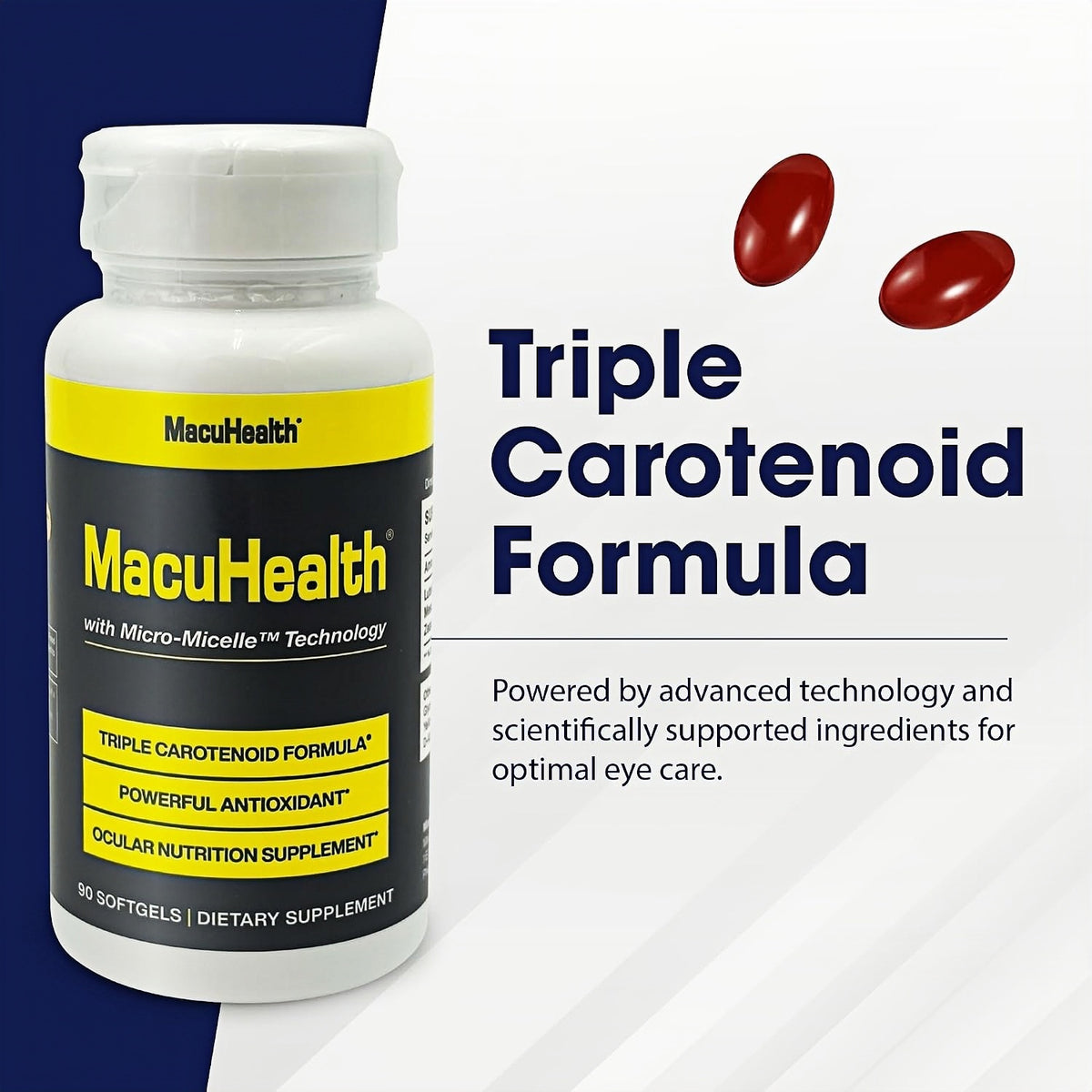 Macuhealth Triple Carotenoid Formula - Eye Vitamins for Adults, 90 Softgels